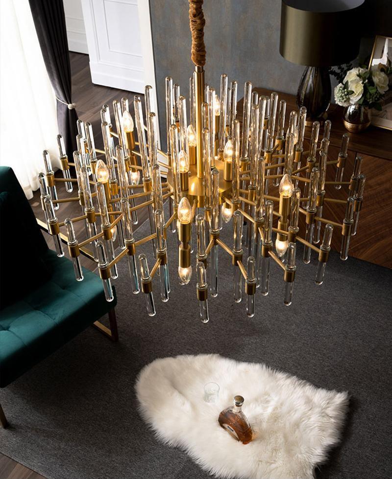 Solara Chandelier en Laiton Antique de Luxe - Neutralighting