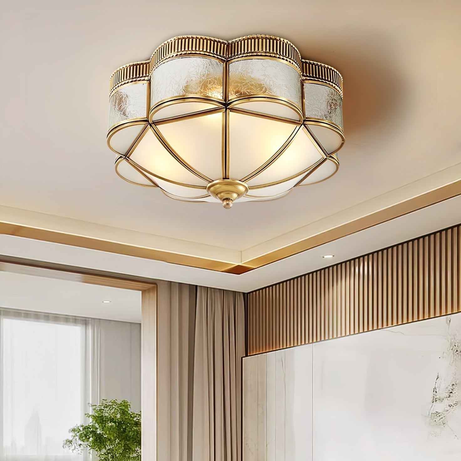 Solara Plafonnier Laiton Dôme Dépoli Classique Élégant - Neutralighting