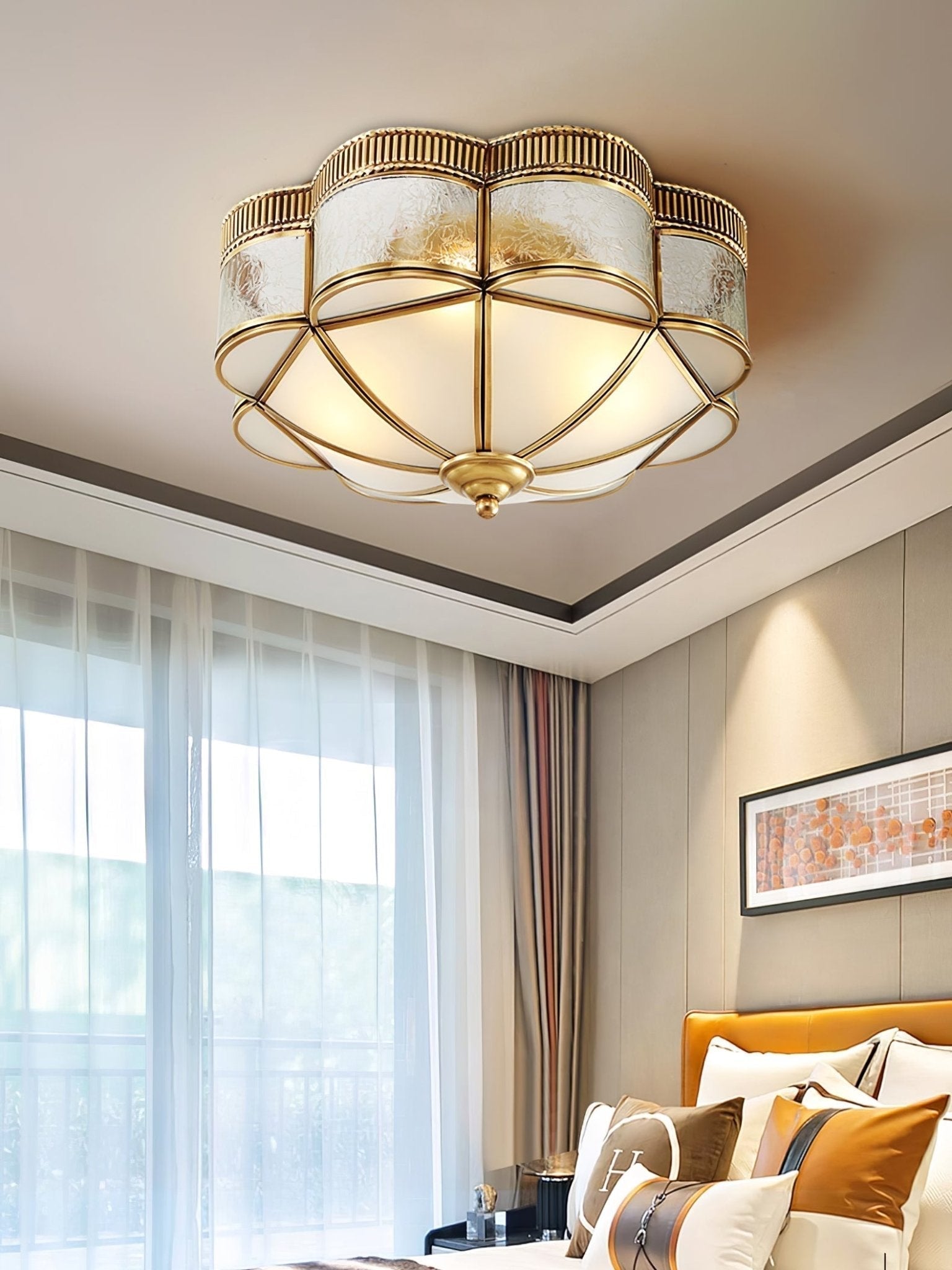 Solara Plafonnier Laiton Dôme Dépoli Classique Élégant - Neutralighting
