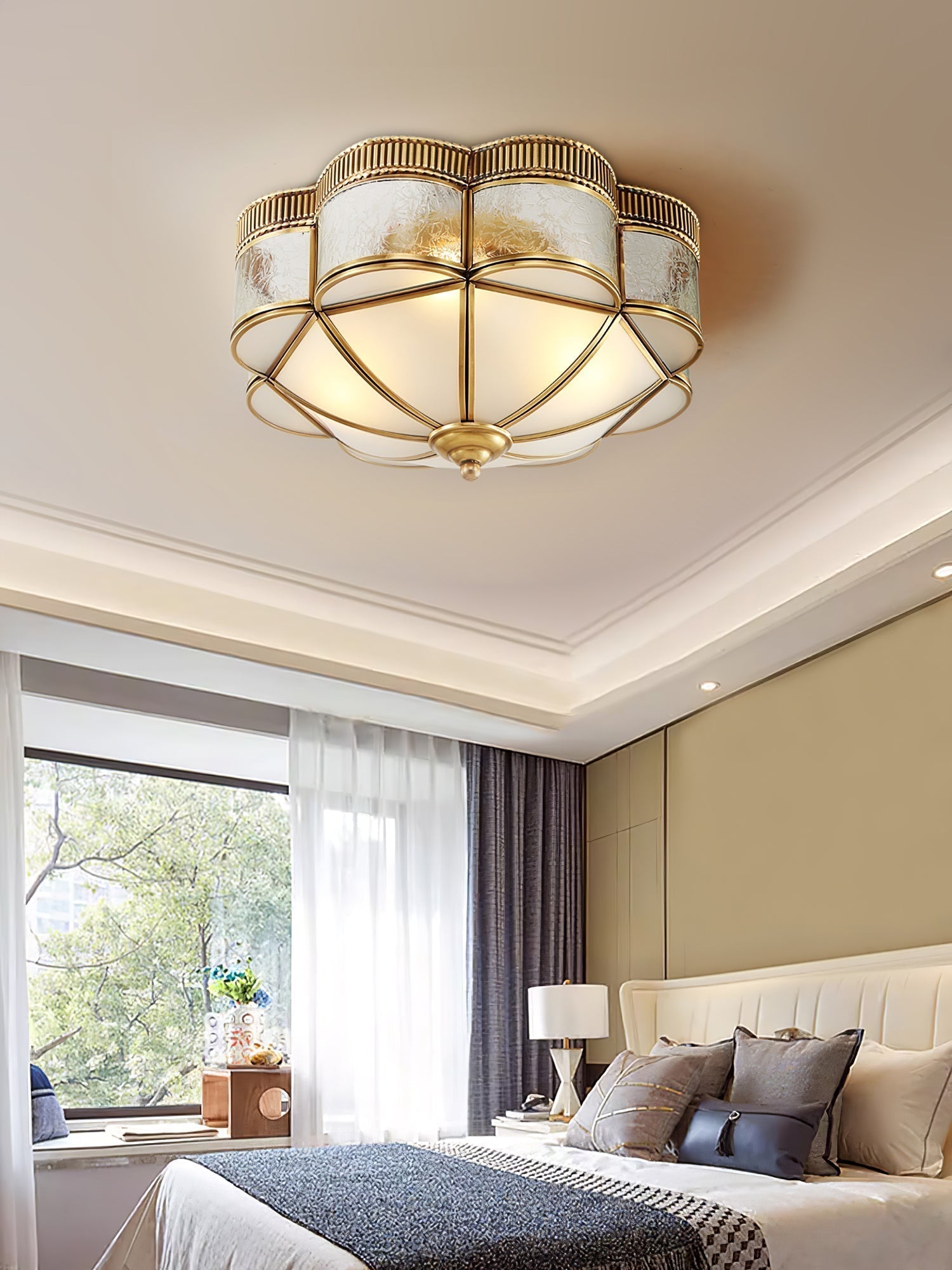 Solara Plafonnier Laiton Dôme Dépoli Classique Élégant - Neutralighting