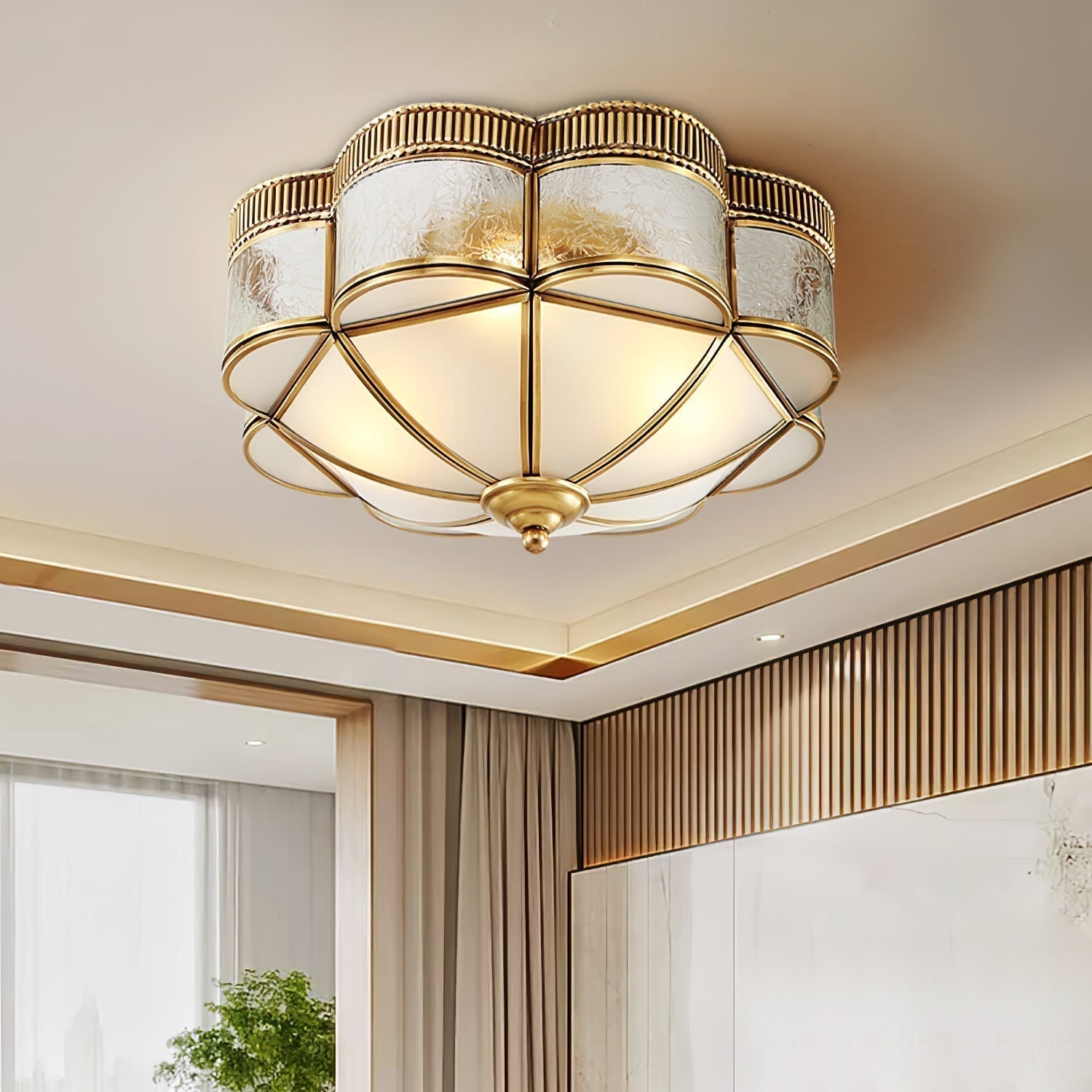 Solara Plafonnier Laiton Dôme Dépoli Classique Élégant - Neutralighting