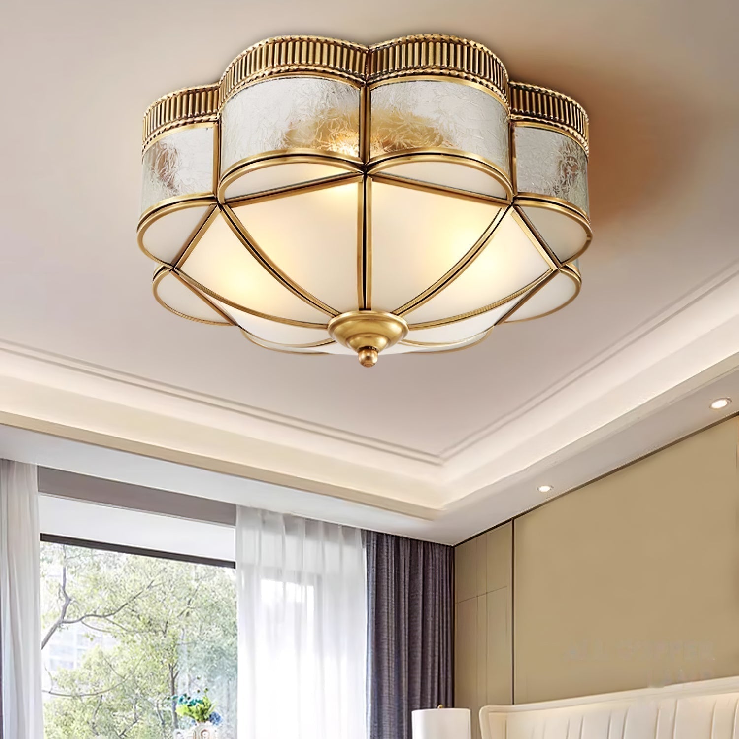 Solara Plafonnier Laiton Dôme Dépoli Classique Élégant - Neutralighting