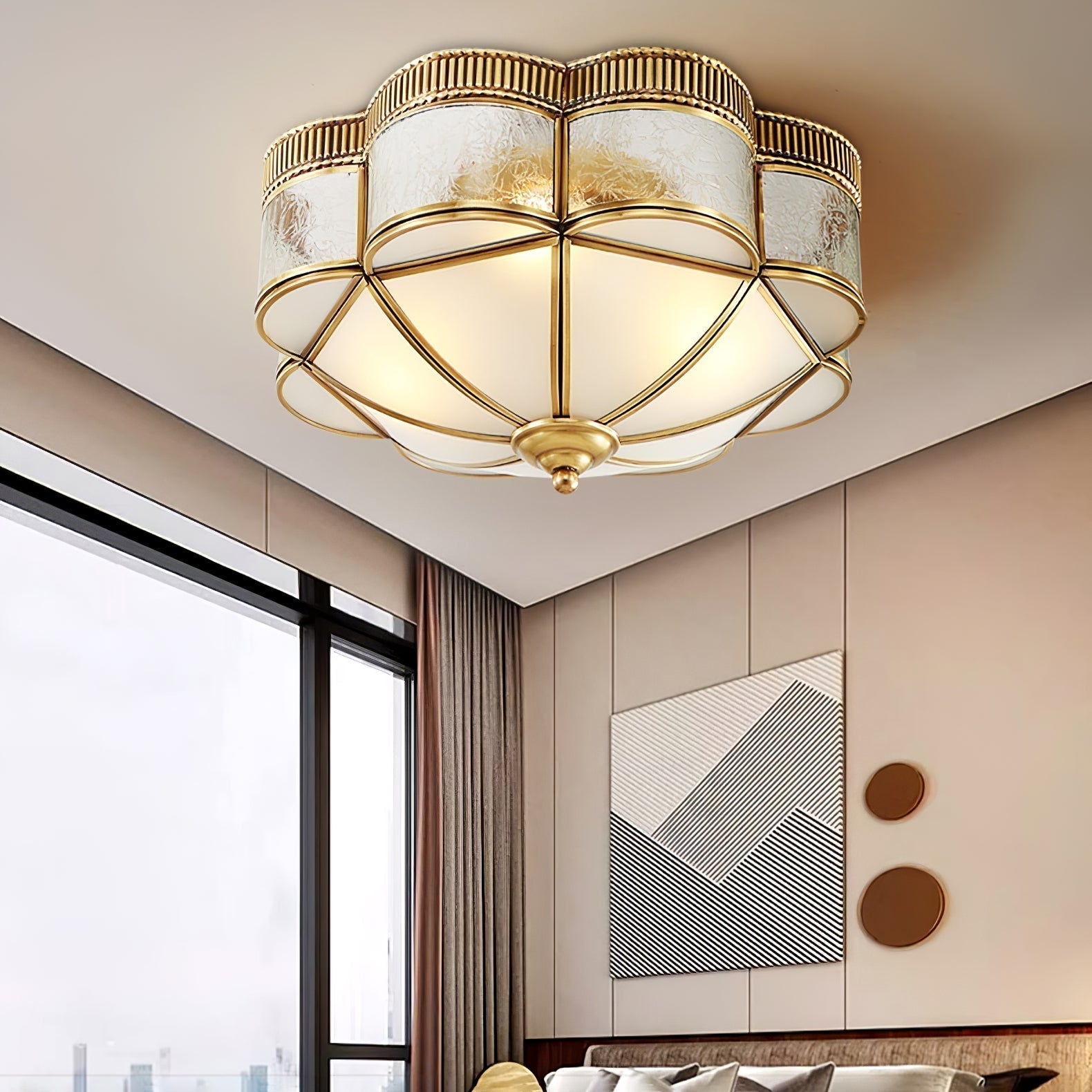 Solara Plafonnier Laiton Dôme Dépoli Classique Élégant - Neutralighting