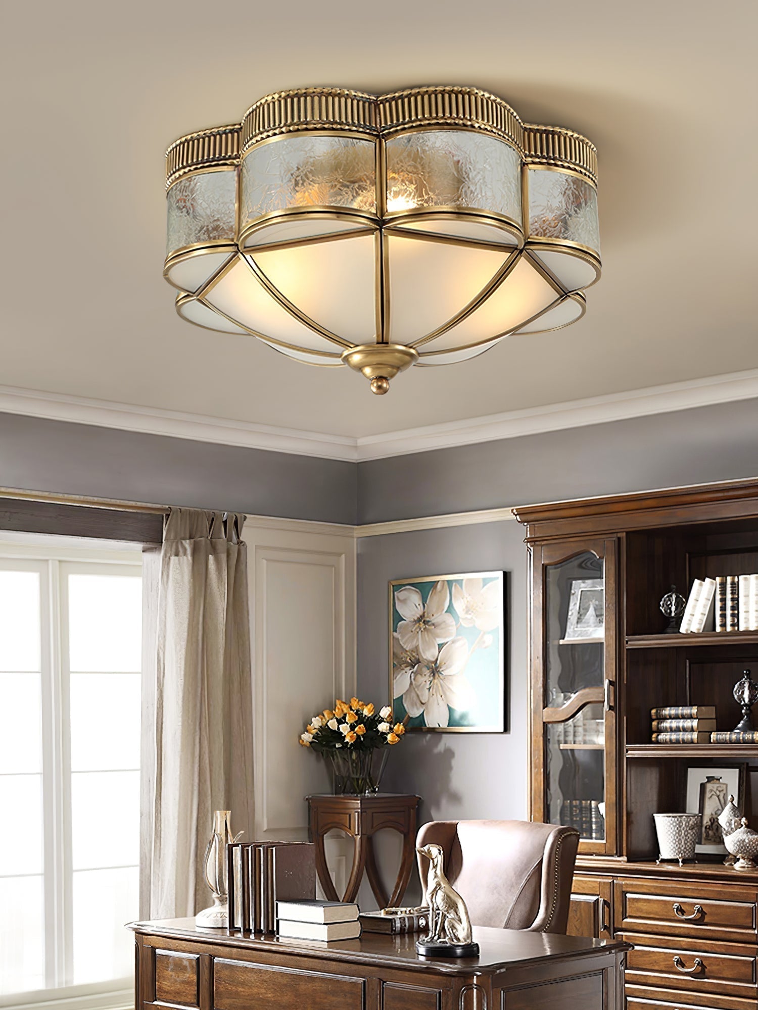 Solara Plafonnier Laiton Dôme Dépoli Classique Élégant - Neutralighting