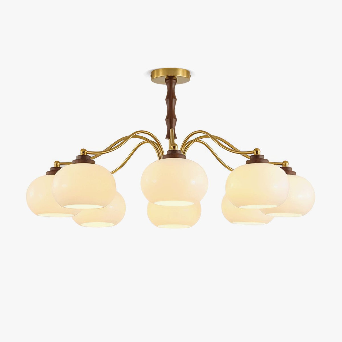 Lustra Chandelier Globe en Verre et Noyer - Neutralighting