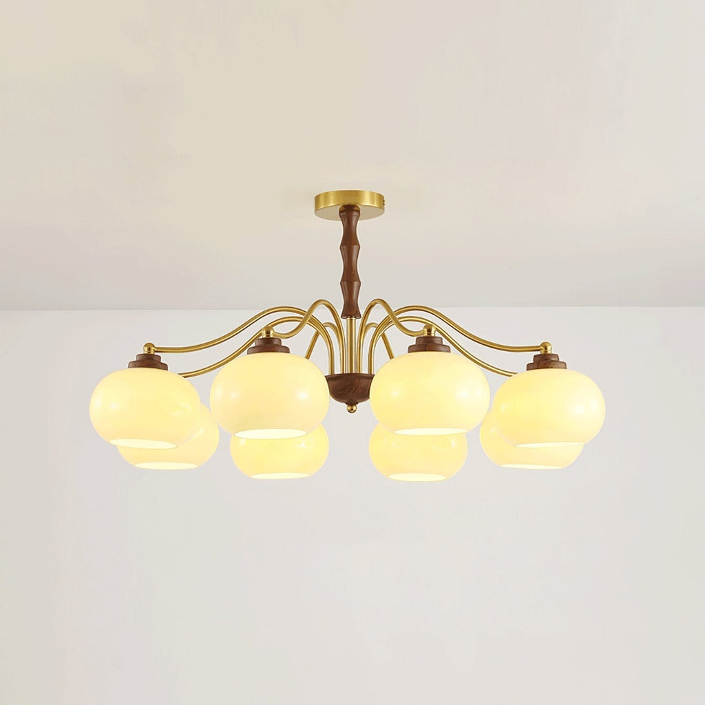 Lustra Chandelier Globe en Verre et Noyer - Neutralighting