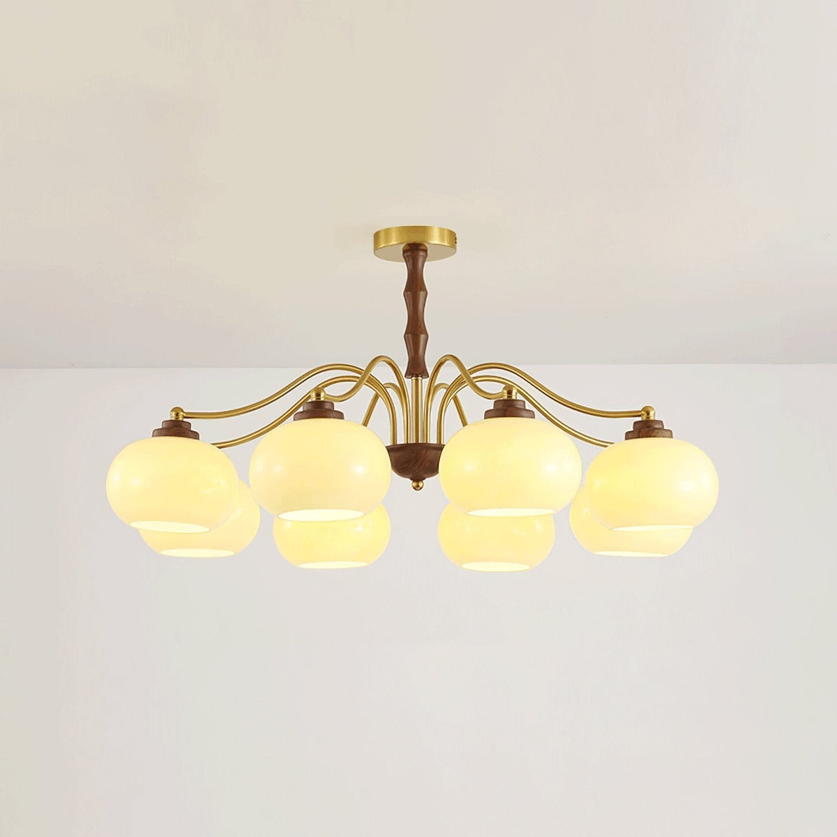 Lustra Chandelier Globe en Verre et Noyer - Neutralighting