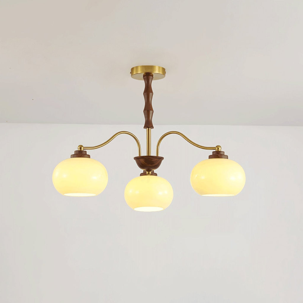 Lustra Chandelier Globe en Verre et Noyer - Neutralighting