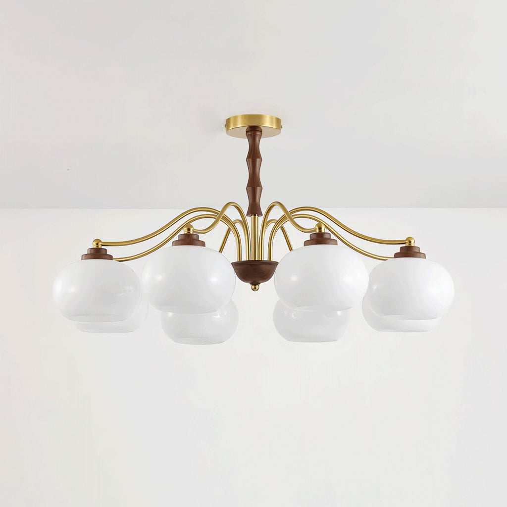 Lustra Chandelier Globe en Verre et Noyer - Neutralighting
