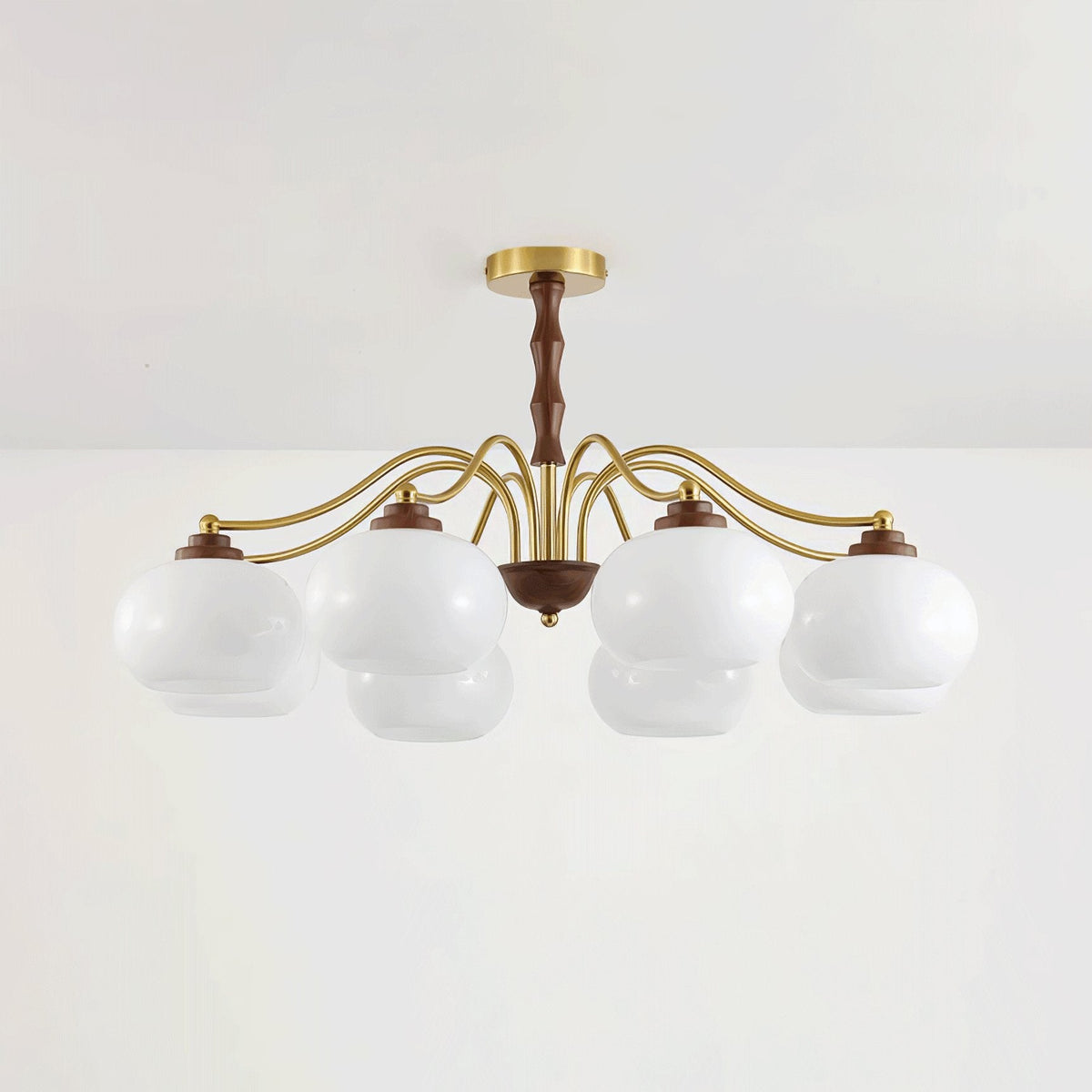 Lustra Chandelier Globe en Verre et Noyer - Neutralighting