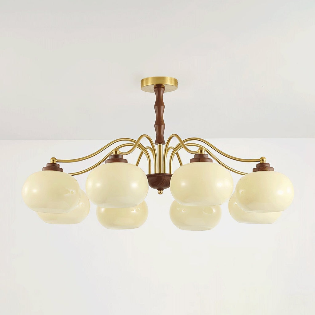 Lustra Chandelier Globe en Verre et Noyer - Neutralighting