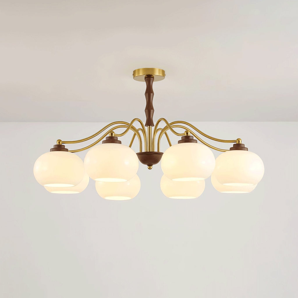 Lustra Chandelier Globe en Verre et Noyer - Neutralighting