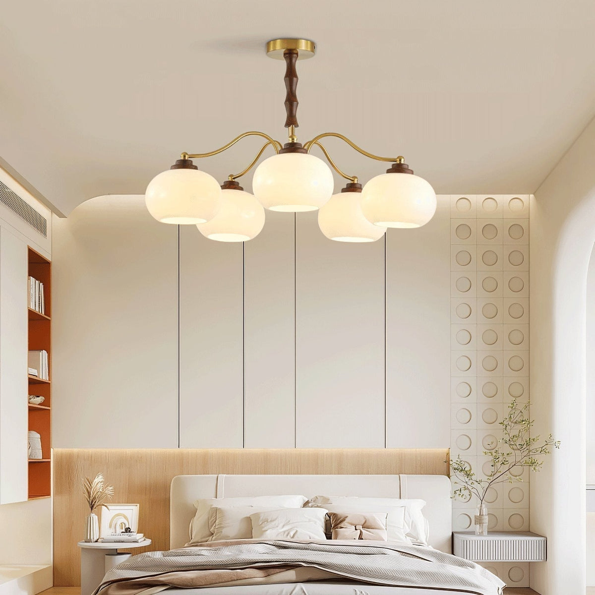 Lustra Chandelier Globe en Verre et Noyer - Neutralighting
