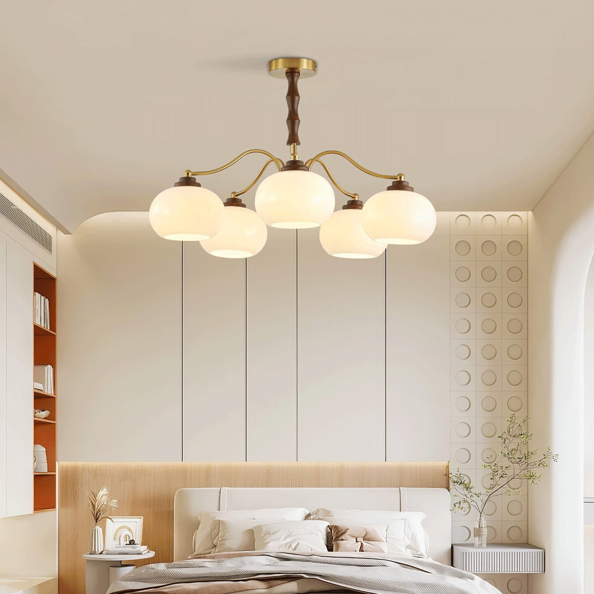 Lustra Chandelier Globe en Verre et Noyer - Neutralighting