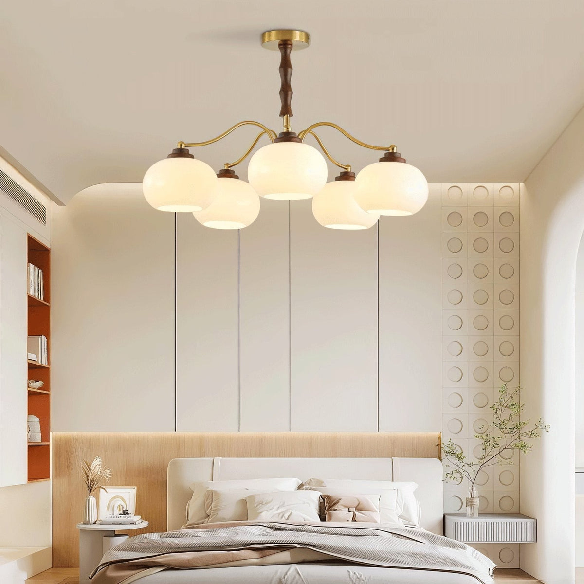 Lustra Chandelier Globe en Verre et Noyer - Neutralighting