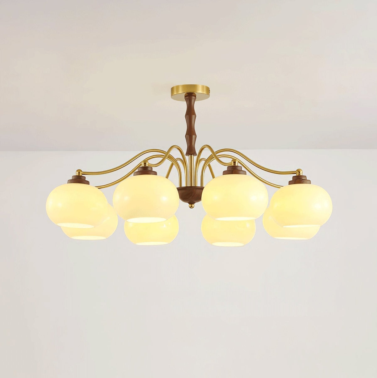 Lustra Chandelier Globe en Verre et Noyer - Neutralighting