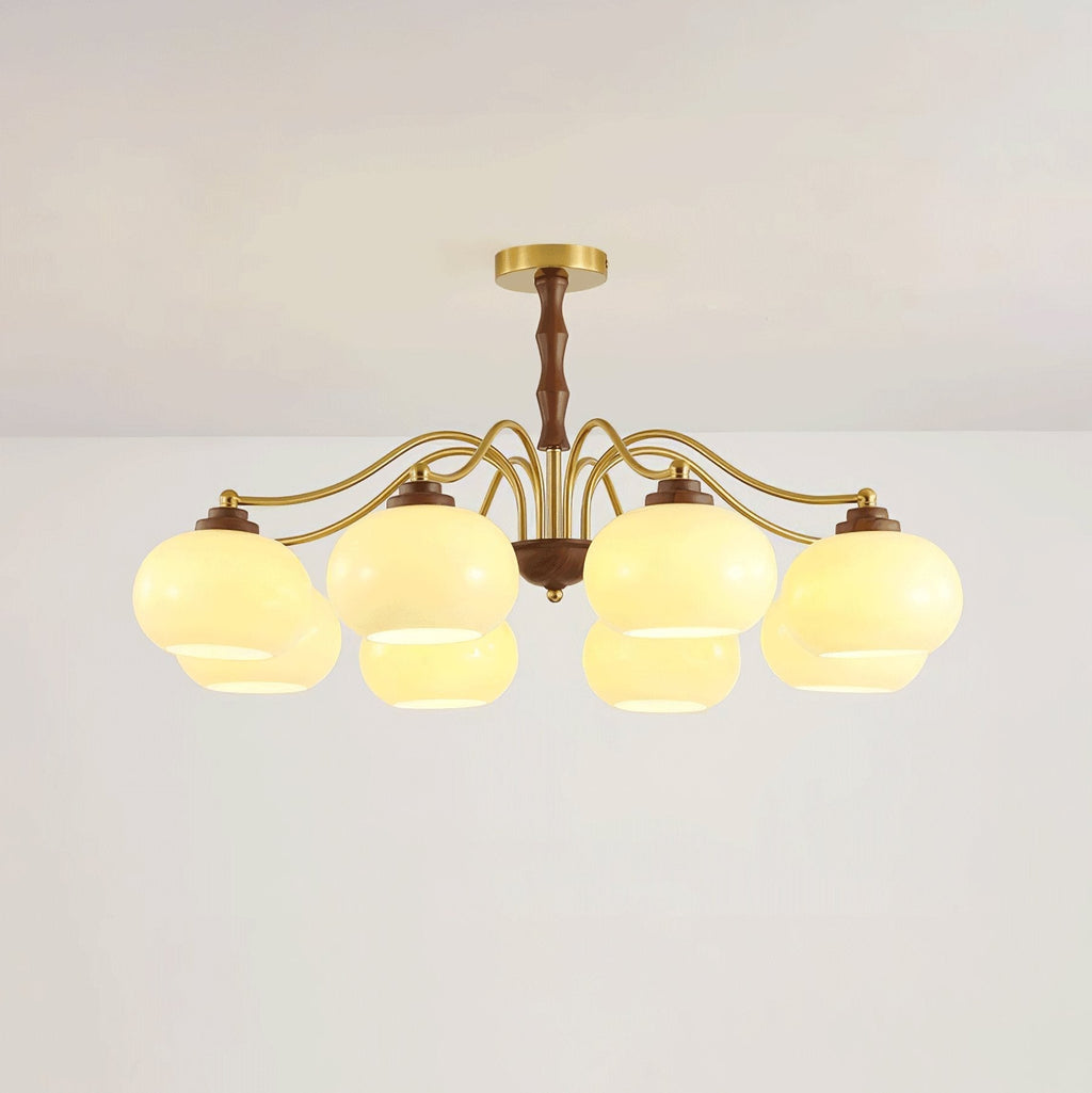 Lustra Chandelier Globe en Verre et Noyer - Neutralighting