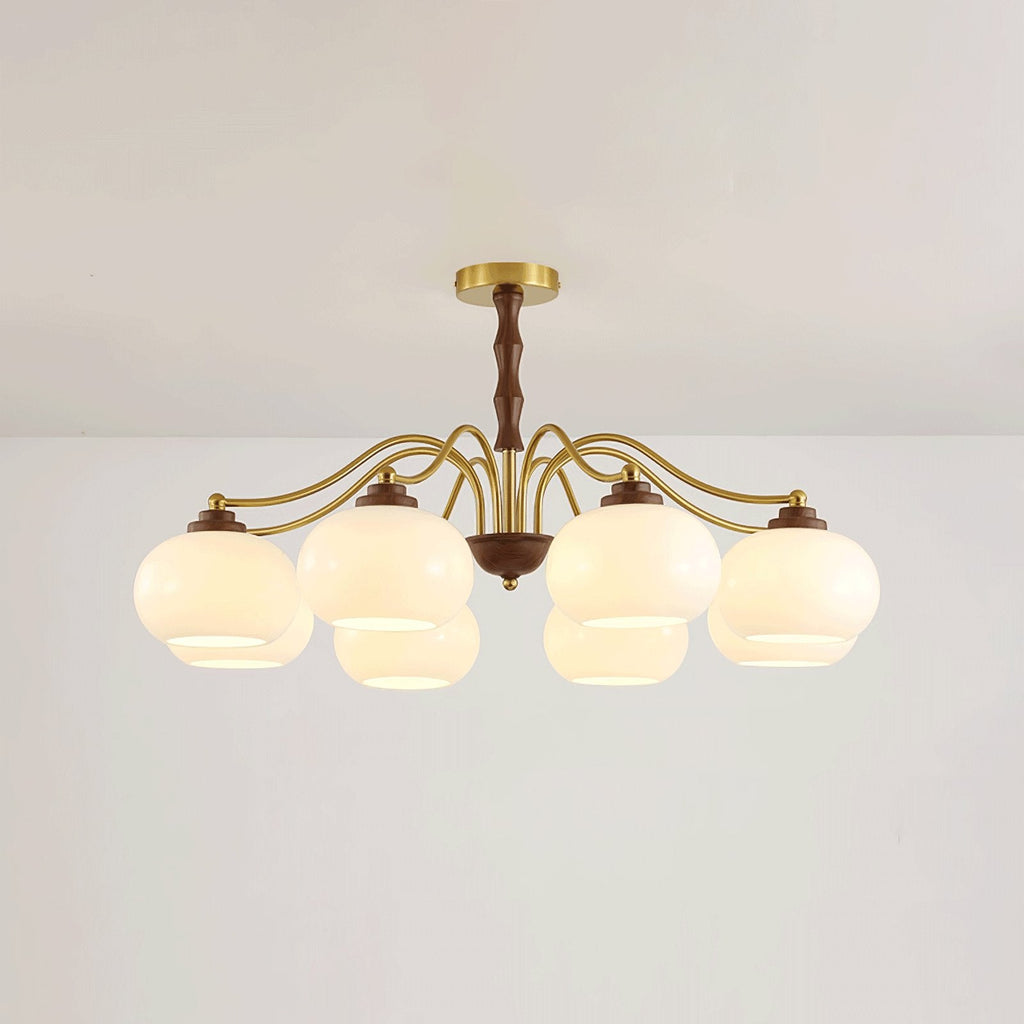 Lustra Chandelier Globe en Verre et Noyer - Neutralighting