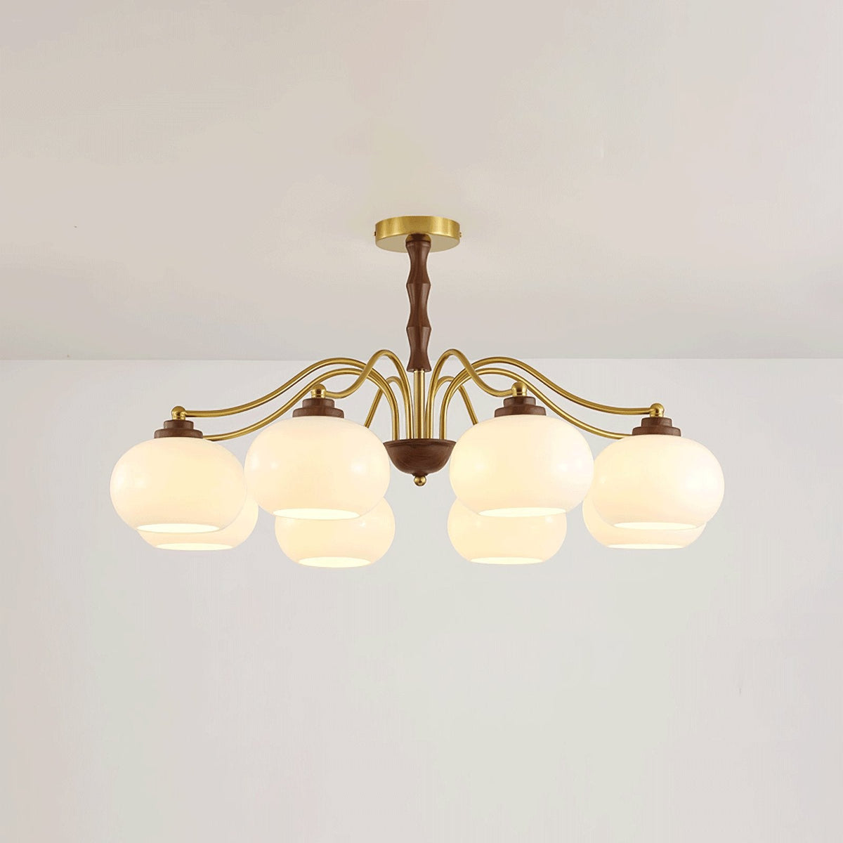 Lustra Chandelier Globe en Verre et Noyer - Neutralighting