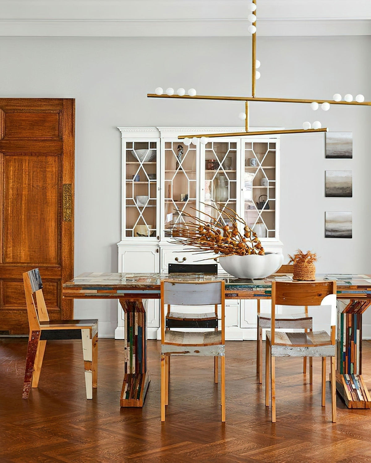 Eurzoris Chandelier Linéaire Géométrique en Laiton - Neutralighting