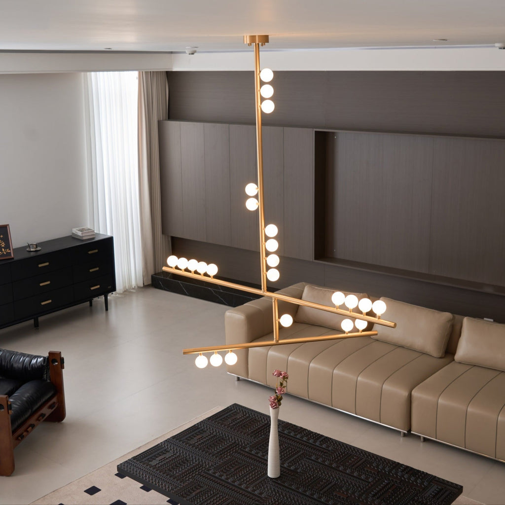 Eurzoris Chandelier Linéaire Géométrique en Laiton - Neutralighting