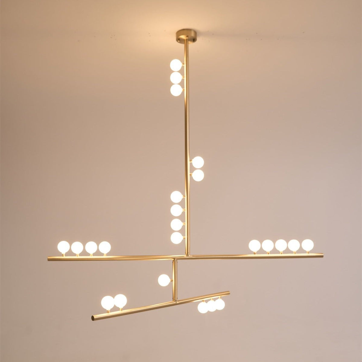 Eurzoris Chandelier Linéaire Géométrique en Laiton - Neutralighting