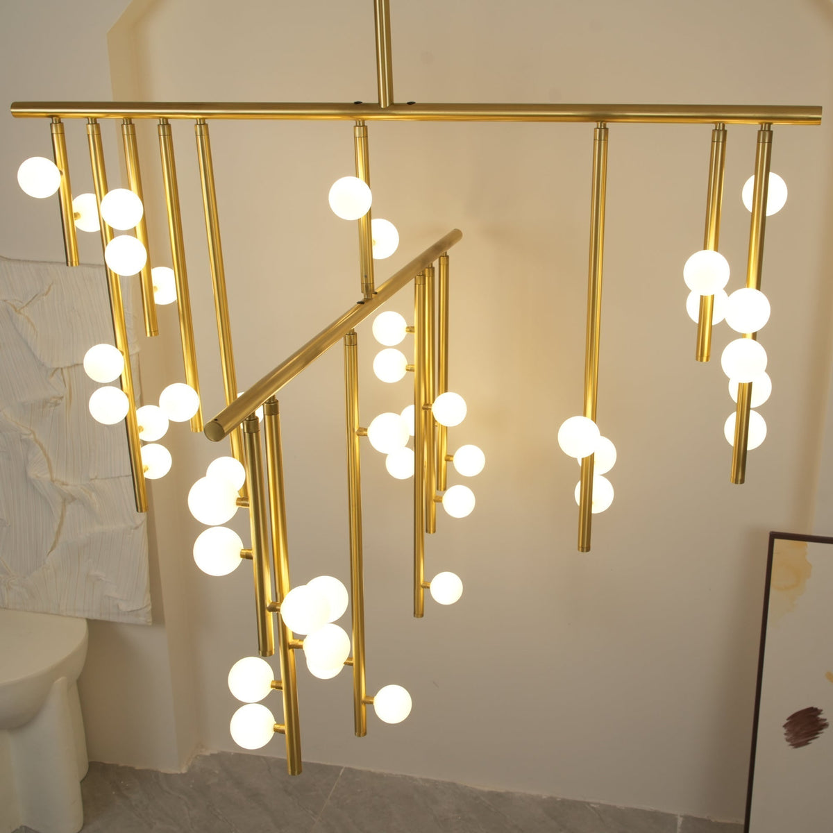 Eurzoris Chandelier Linéaire Géométrique en Laiton - Neutralighting