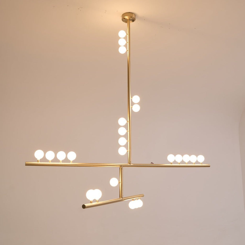 Eurzoris Chandelier Linéaire Géométrique en Laiton - Neutralighting