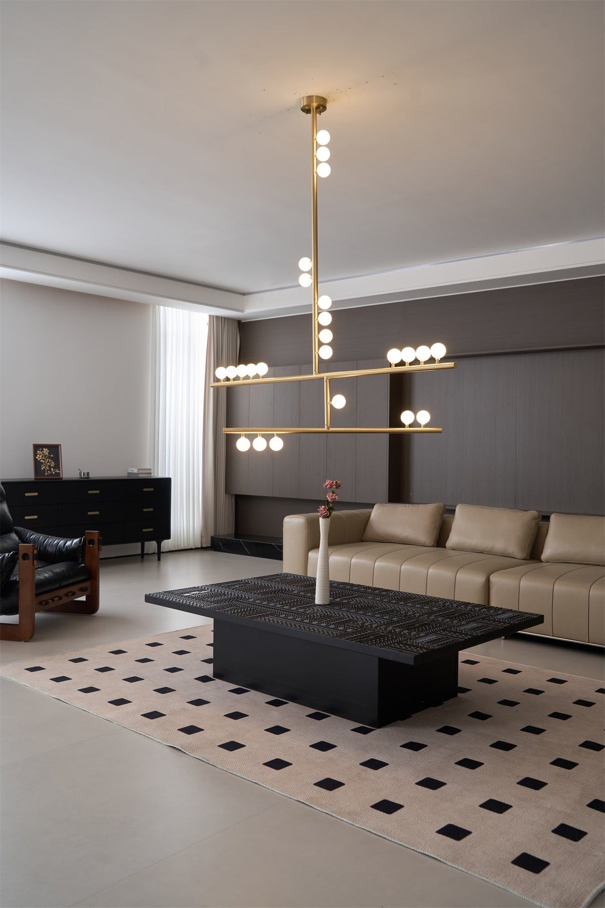 Eurzoris Chandelier Linéaire Géométrique en Laiton - Neutralighting