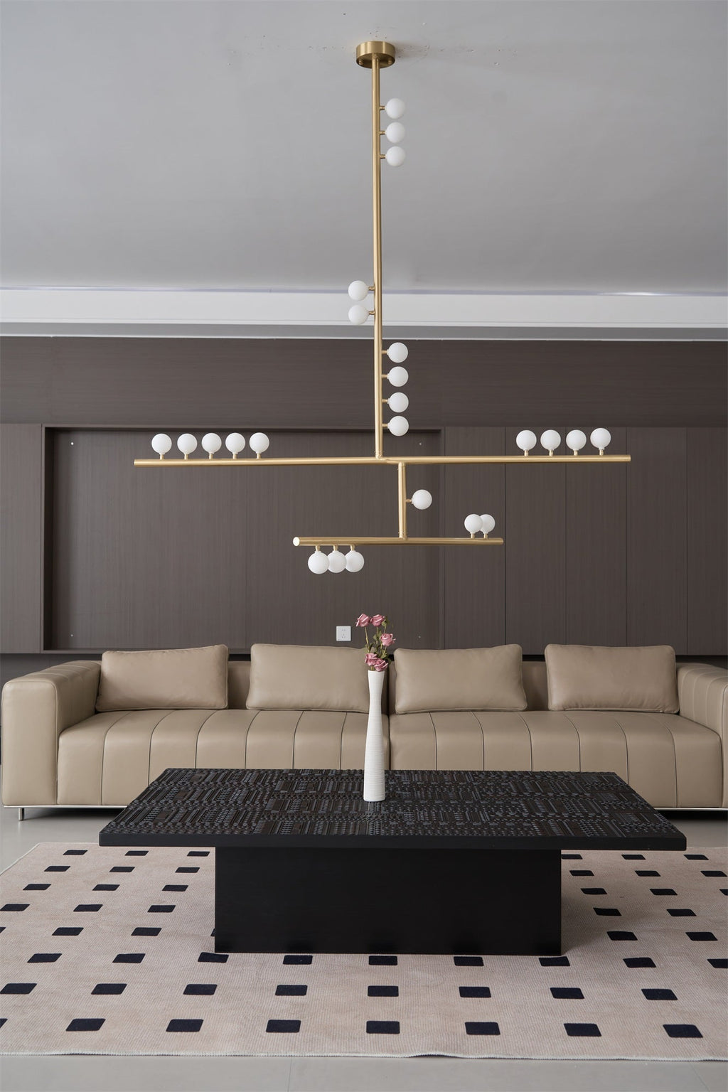 Eurzoris Chandelier Linéaire Géométrique en Laiton - Neutralighting
