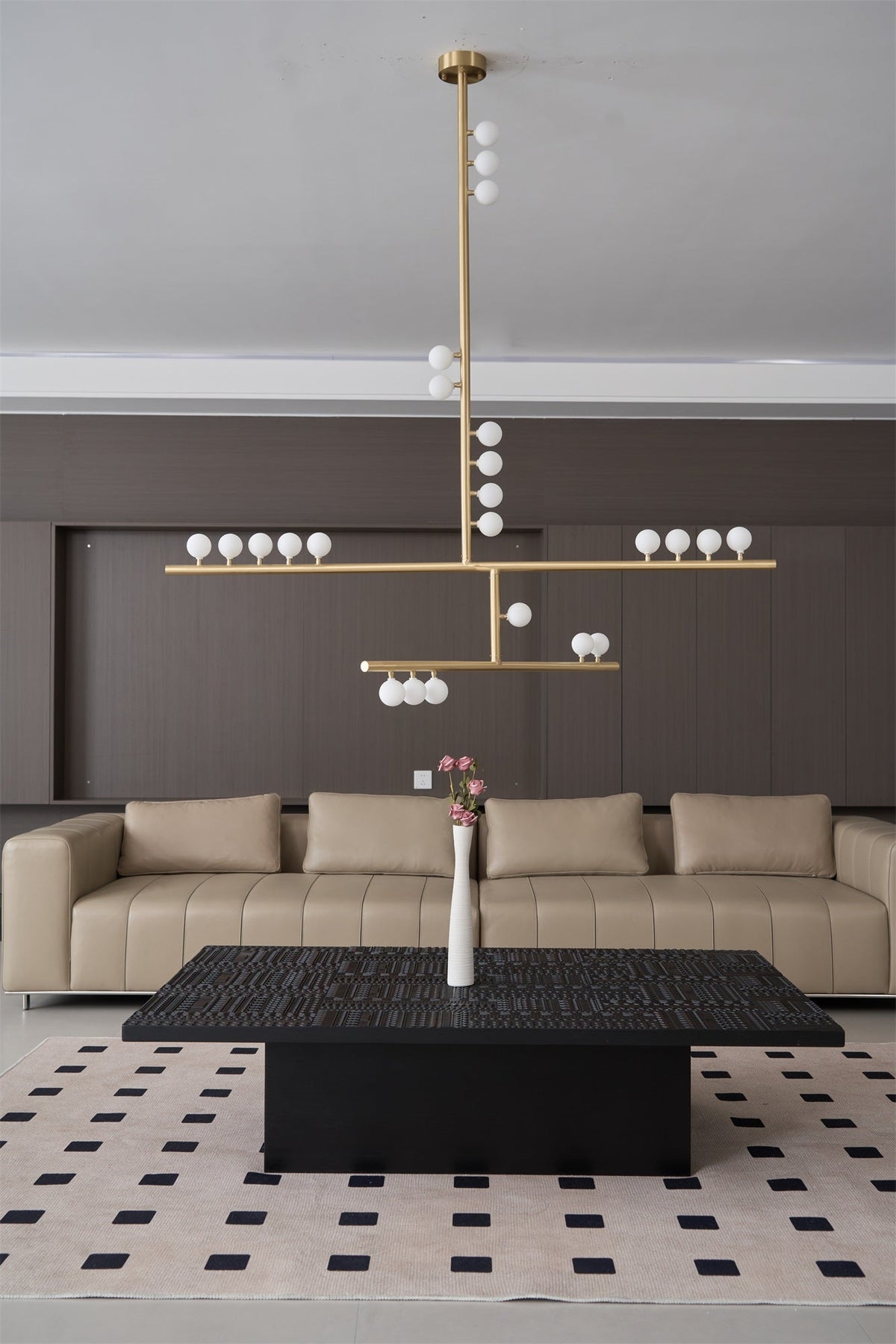 Eurzoris Chandelier Linéaire Géométrique en Laiton - Neutralighting