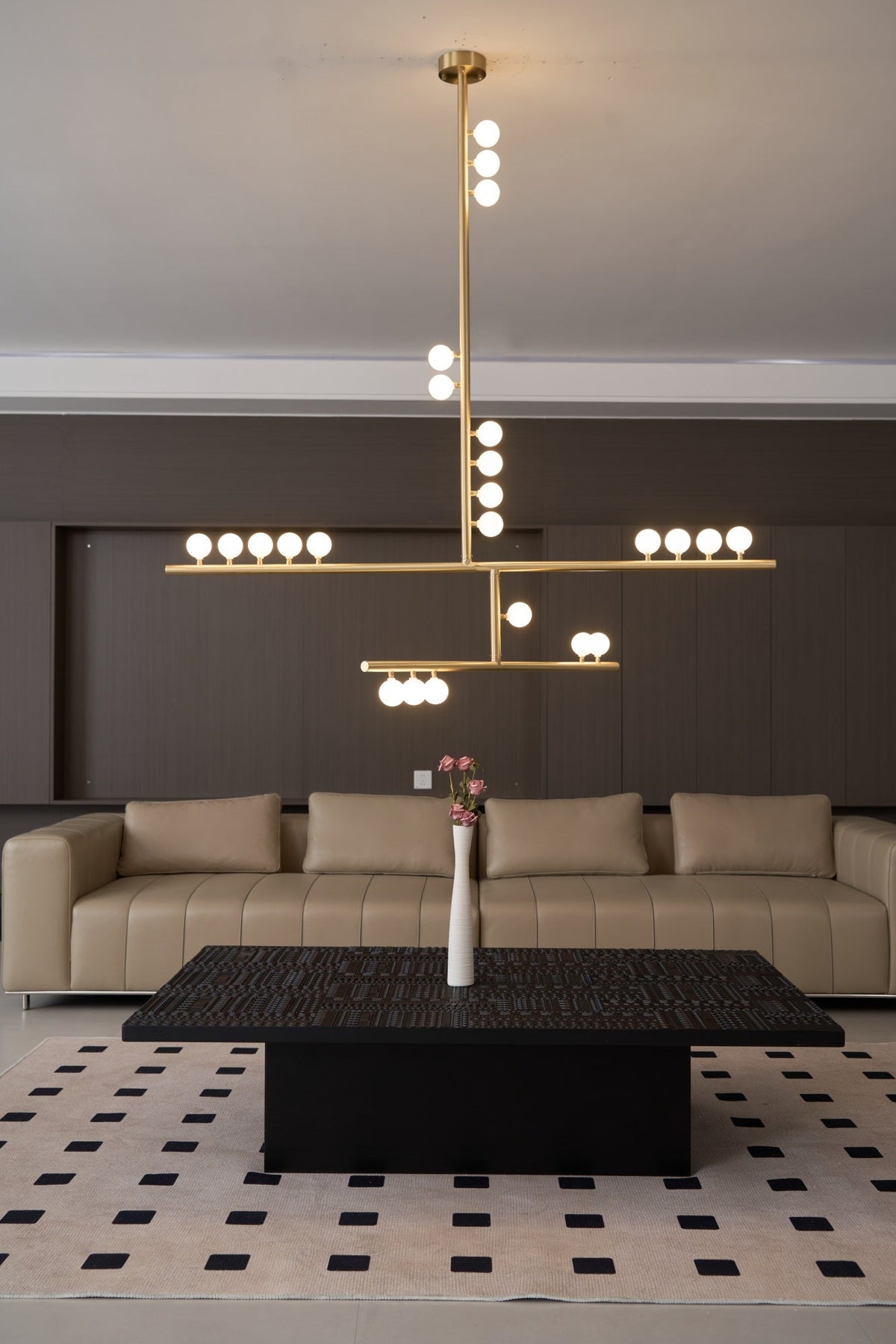 Eurzoris Chandelier Linéaire Géométrique en Laiton - Neutralighting