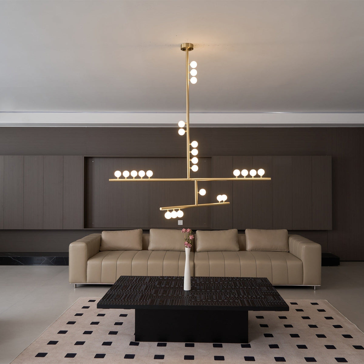 Eurzoris Chandelier Linéaire Géométrique en Laiton - Neutralighting