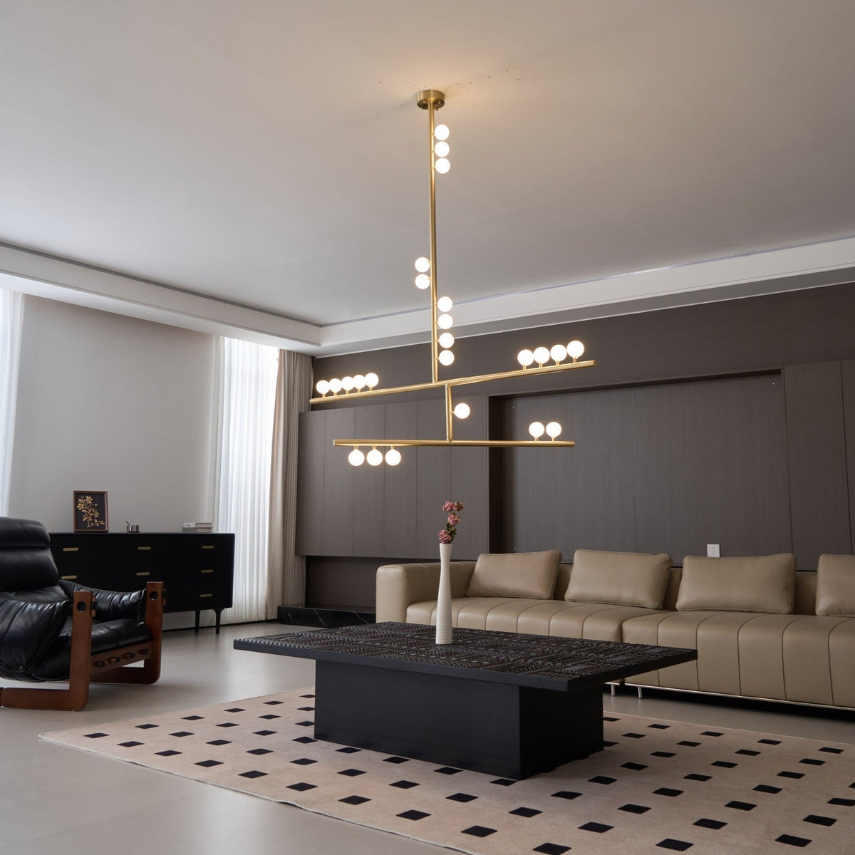 Eurzoris Chandelier Linéaire Géométrique en Laiton - Neutralighting