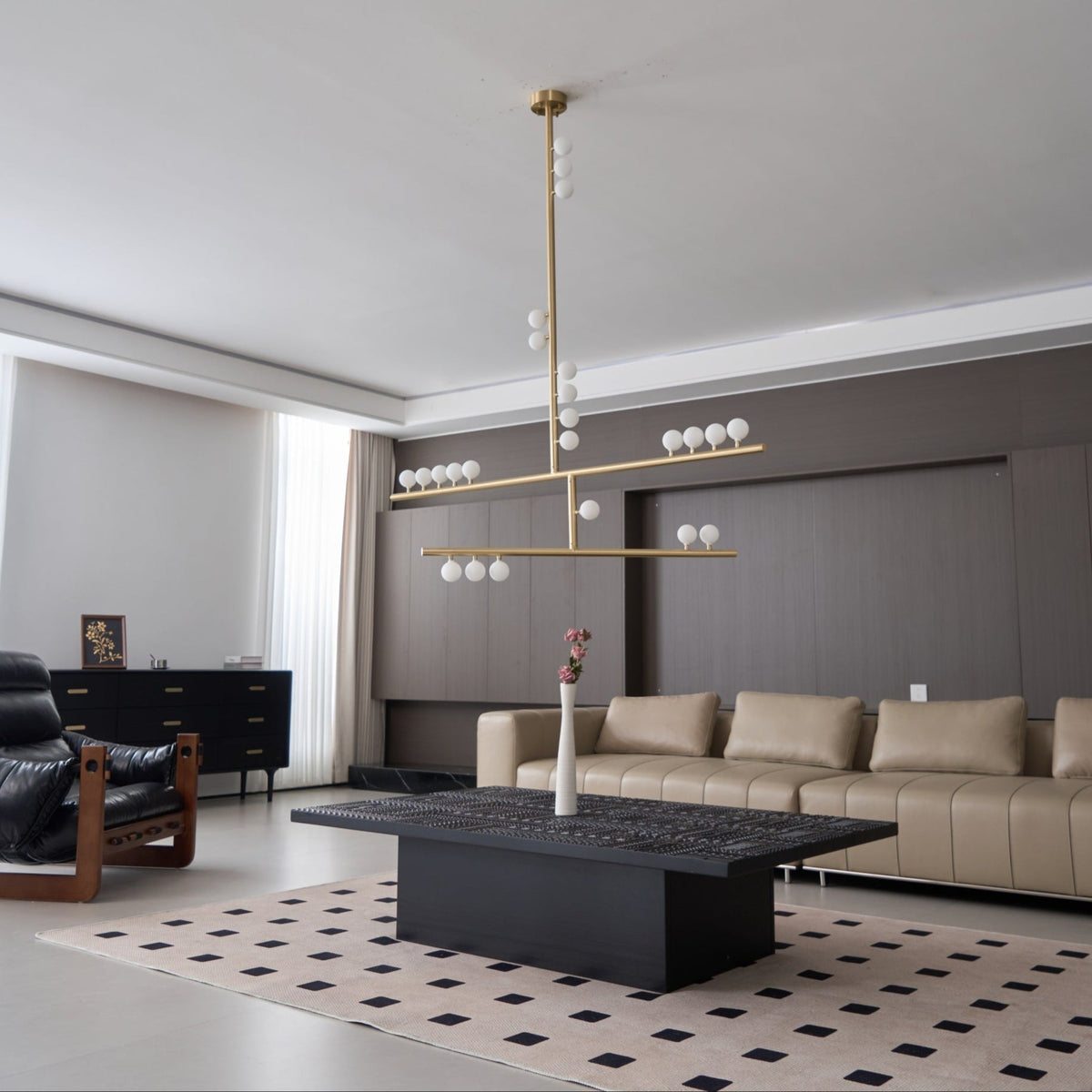 Eurzoris Chandelier Linéaire Géométrique en Laiton - Neutralighting