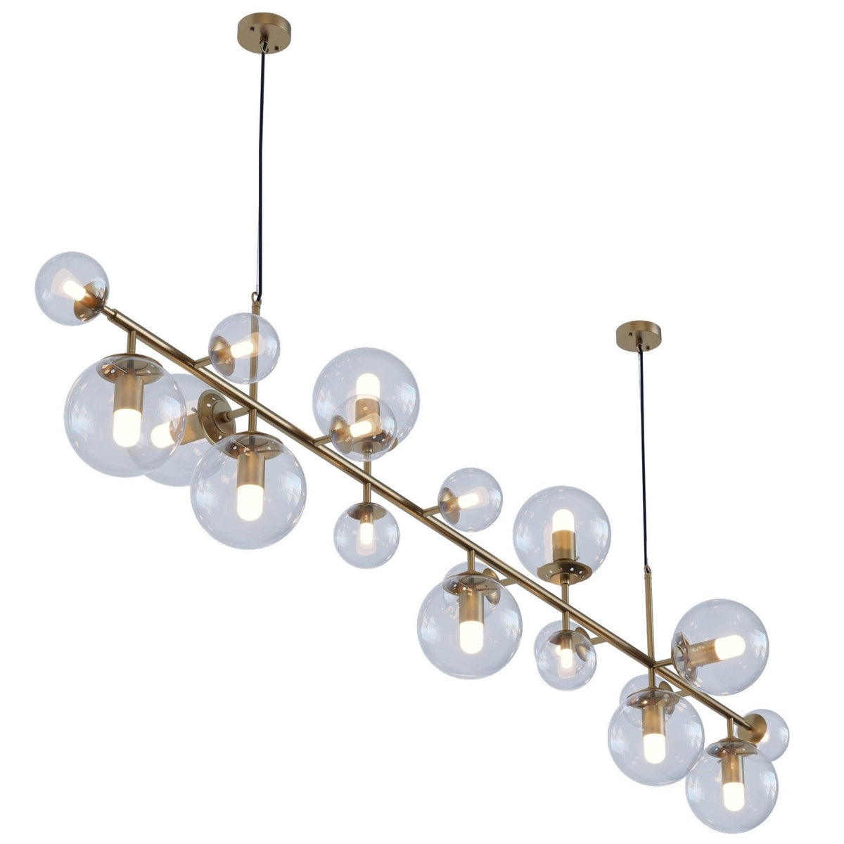 Solara Chandelier Laiton Verre Globe - Neutralighting