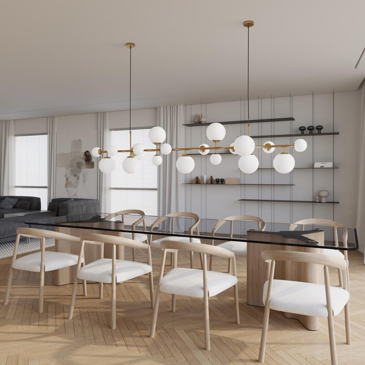 Solara Chandelier Laiton Verre Globe - Neutralighting