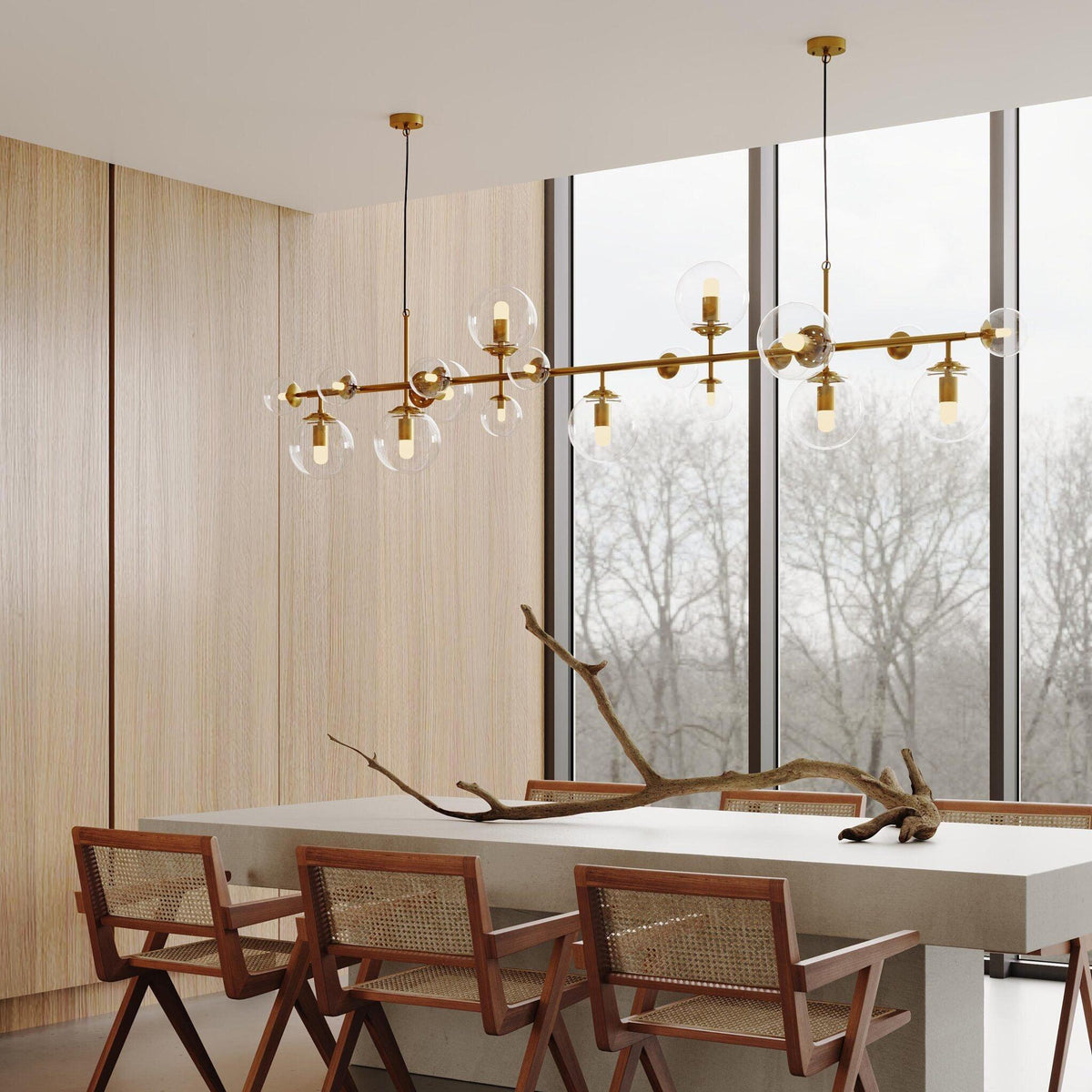 Solara Chandelier Laiton Verre Globe - Neutralighting