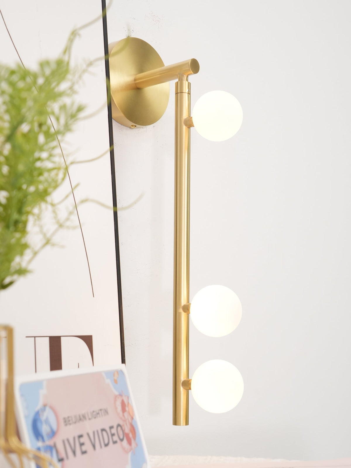 Pamela Tube Plug-in Brass Glass Wall Lamp - Neutralighting