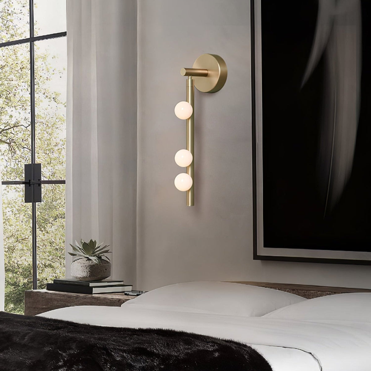 Pamela Tube Plug-in Brass Glass Wall Lamp - Neutralighting