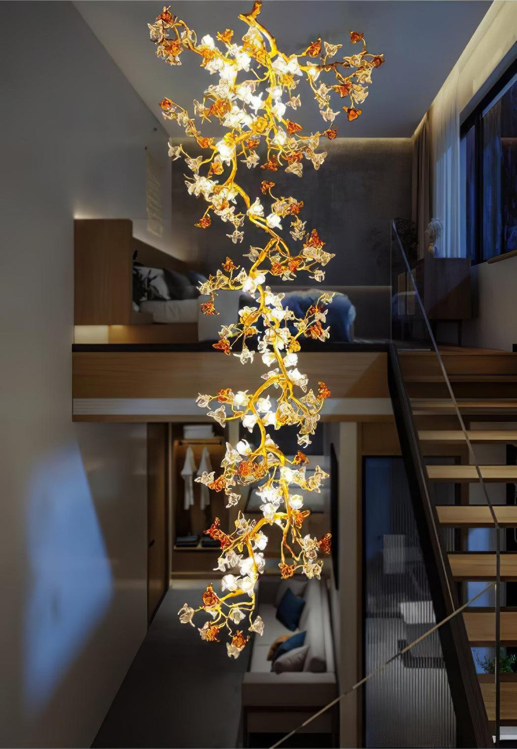 Aare Chandelier Branche Érable Laiton Cristal - Neutralighting