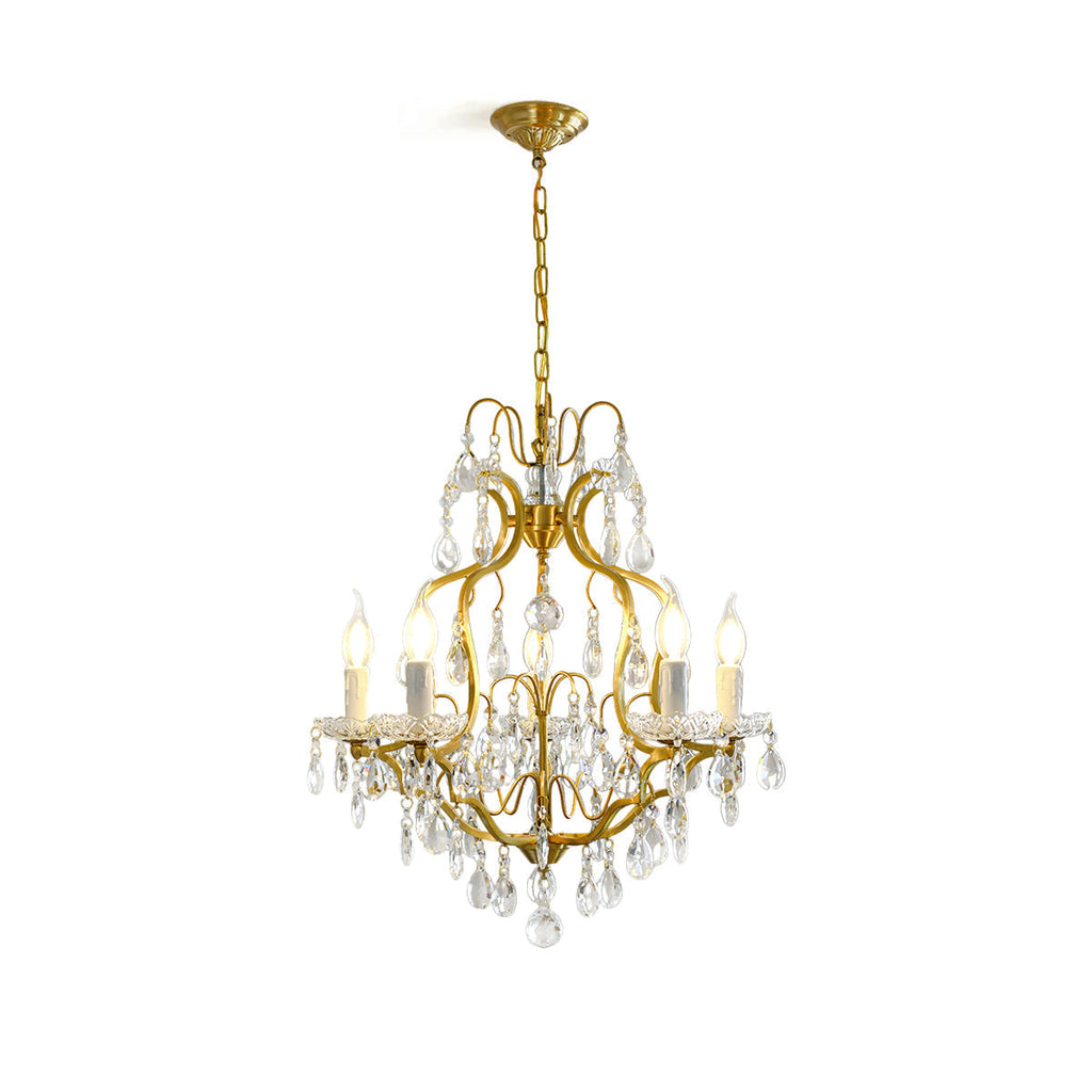 Cevinyra Postmodern Luxe Laiton Cristal Parchemins Lustre - Neutralighting