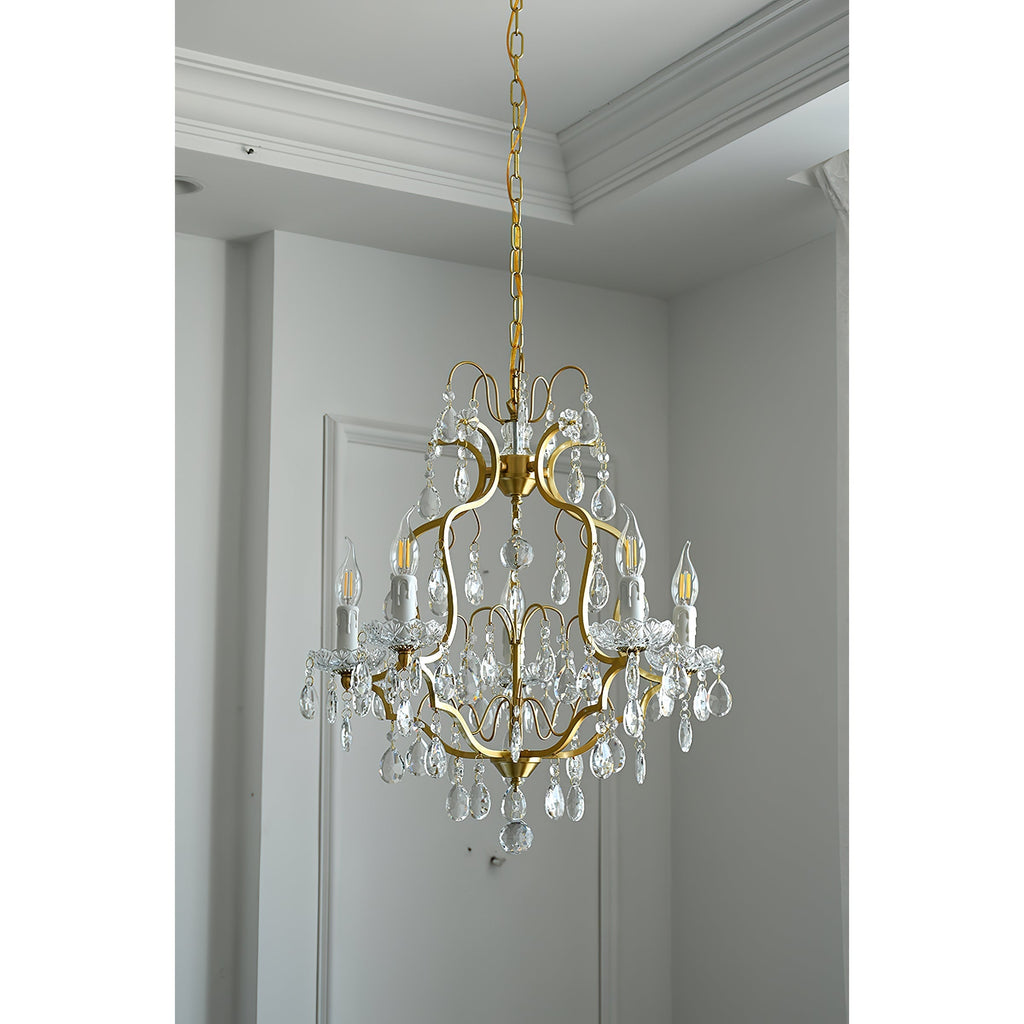 Cevinyra Postmodern Luxe Laiton Cristal Parchemins Lustre - Neutralighting