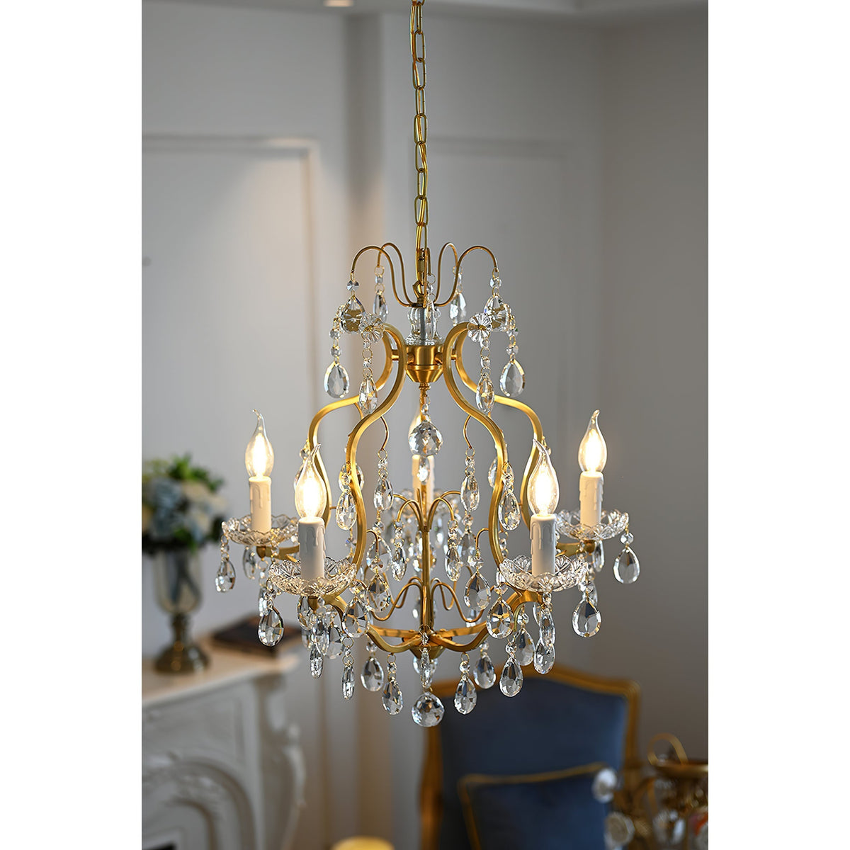 Cevinyra Postmodern Luxe Laiton Cristal Parchemins Lustre - Neutralighting