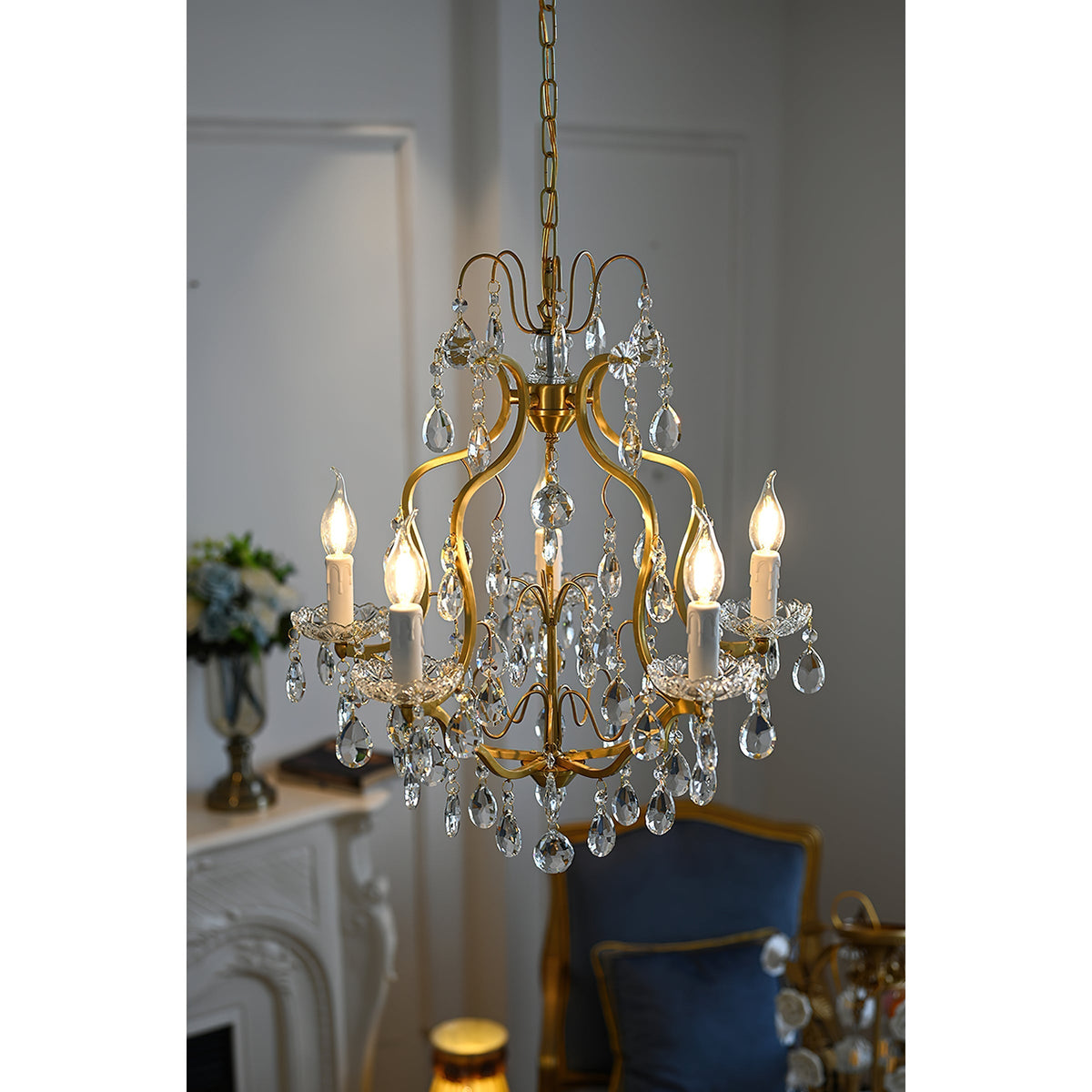 Cevinyra Postmodern Luxe Laiton Cristal Parchemins Lustre - Neutralighting
