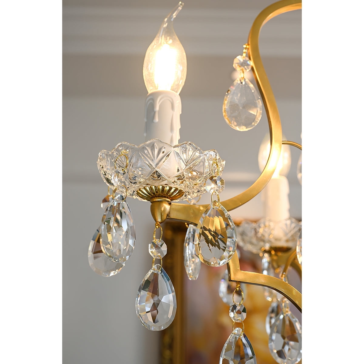 Cevinyra Postmodern Luxe Laiton Cristal Parchemins Lustre - Neutralighting