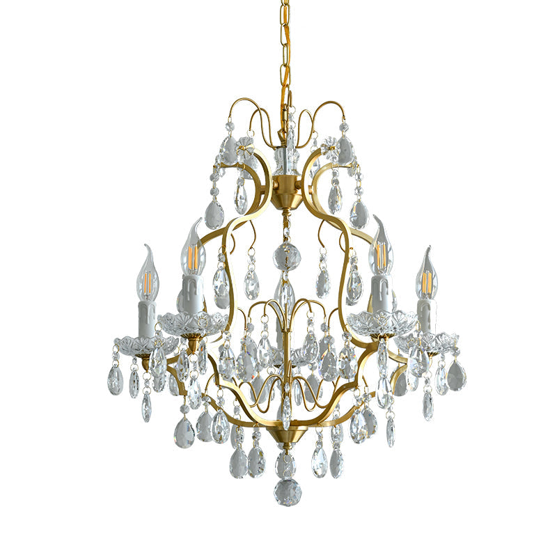 Cevinyra Postmodern Luxe Laiton Cristal Parchemins Lustre - Neutralighting