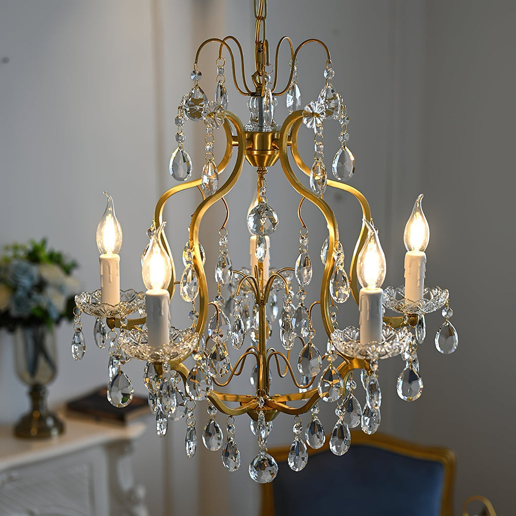 Cevinyra Postmodern Luxe Laiton Cristal Parchemins Lustre - Neutralighting