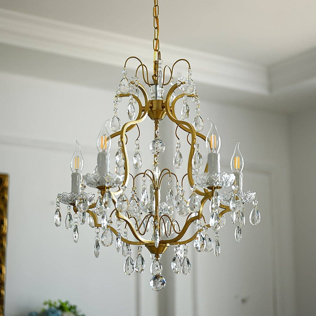 Cevinyra Postmodern Luxe Laiton Cristal Parchemins Lustre - Neutralighting