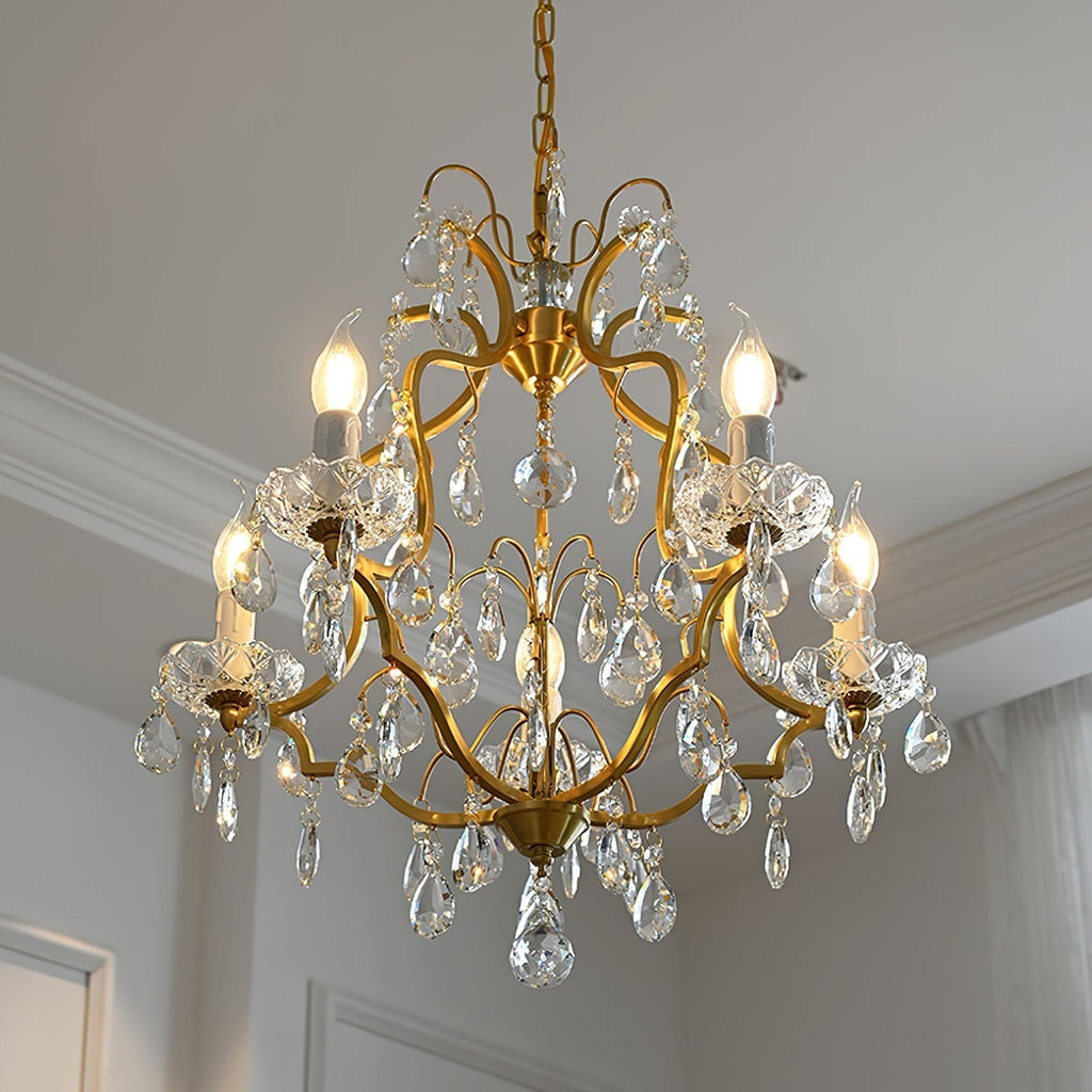 Cevinyra Postmodern Luxe Laiton Cristal Parchemins Lustre - Neutralighting